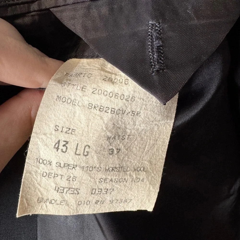Brooks Brothers Mens 43 LG Black Super 110s Worsted Wool Blazer Sport Coat USA